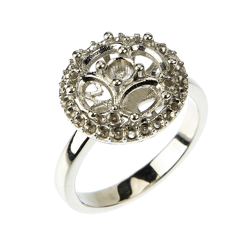 Oval Stone Decorated Halo Fashion Ring | Swan Mounting